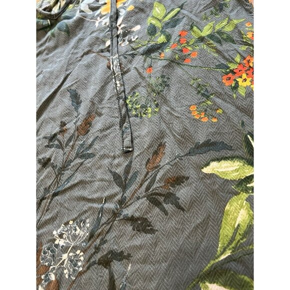 Allison Joy Top Blouse Women Small Floral Print 3/4 Sleeve Green Lightweight - Picture 6 of 12